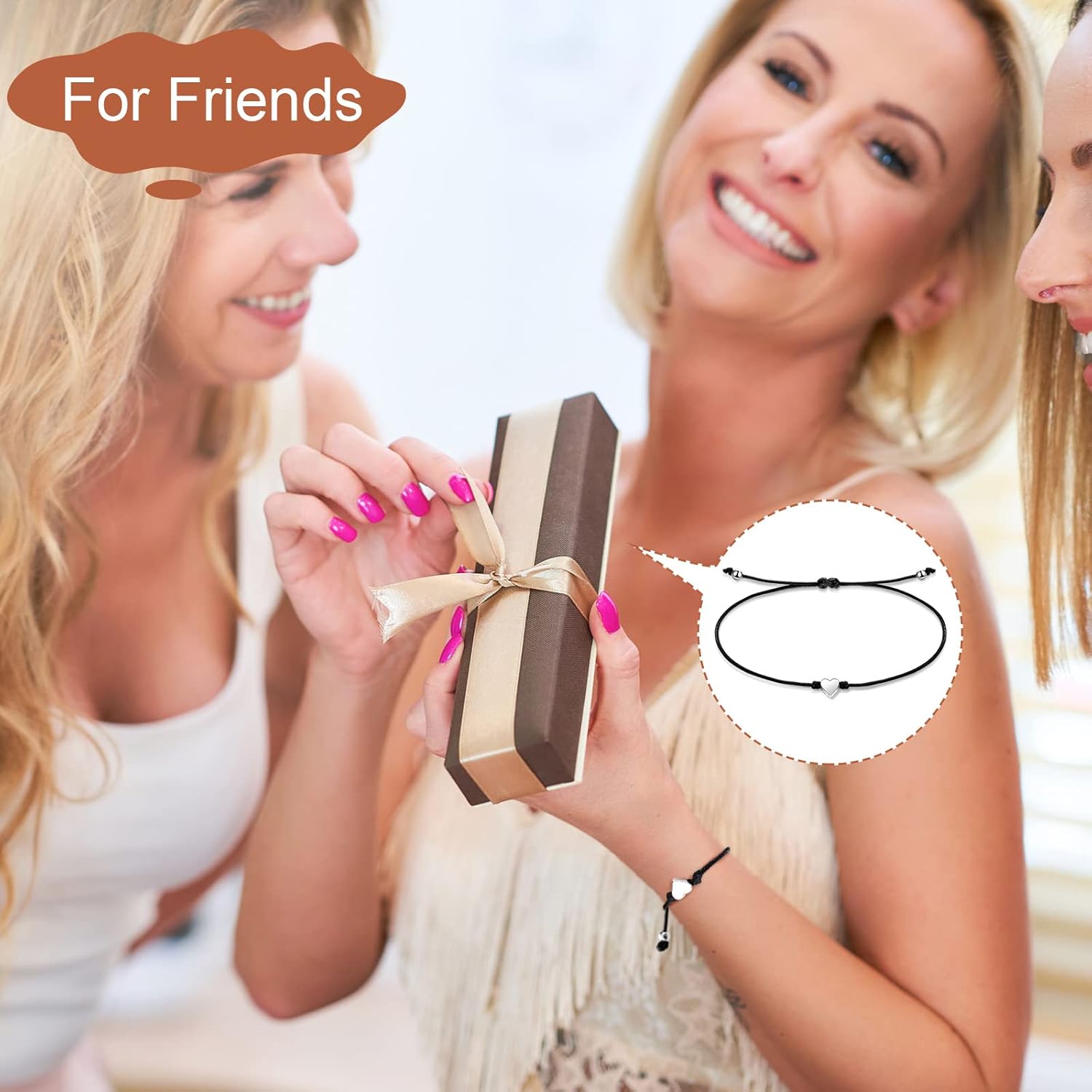 Fumete 48 Pcs Valentines Day Gifts Bulk Heart Matching Bracelets Bulk for Friend Heart String Black Adjustable Handmade Promise Bracelet for Women Friends Couples Girls Bestie - Image 5