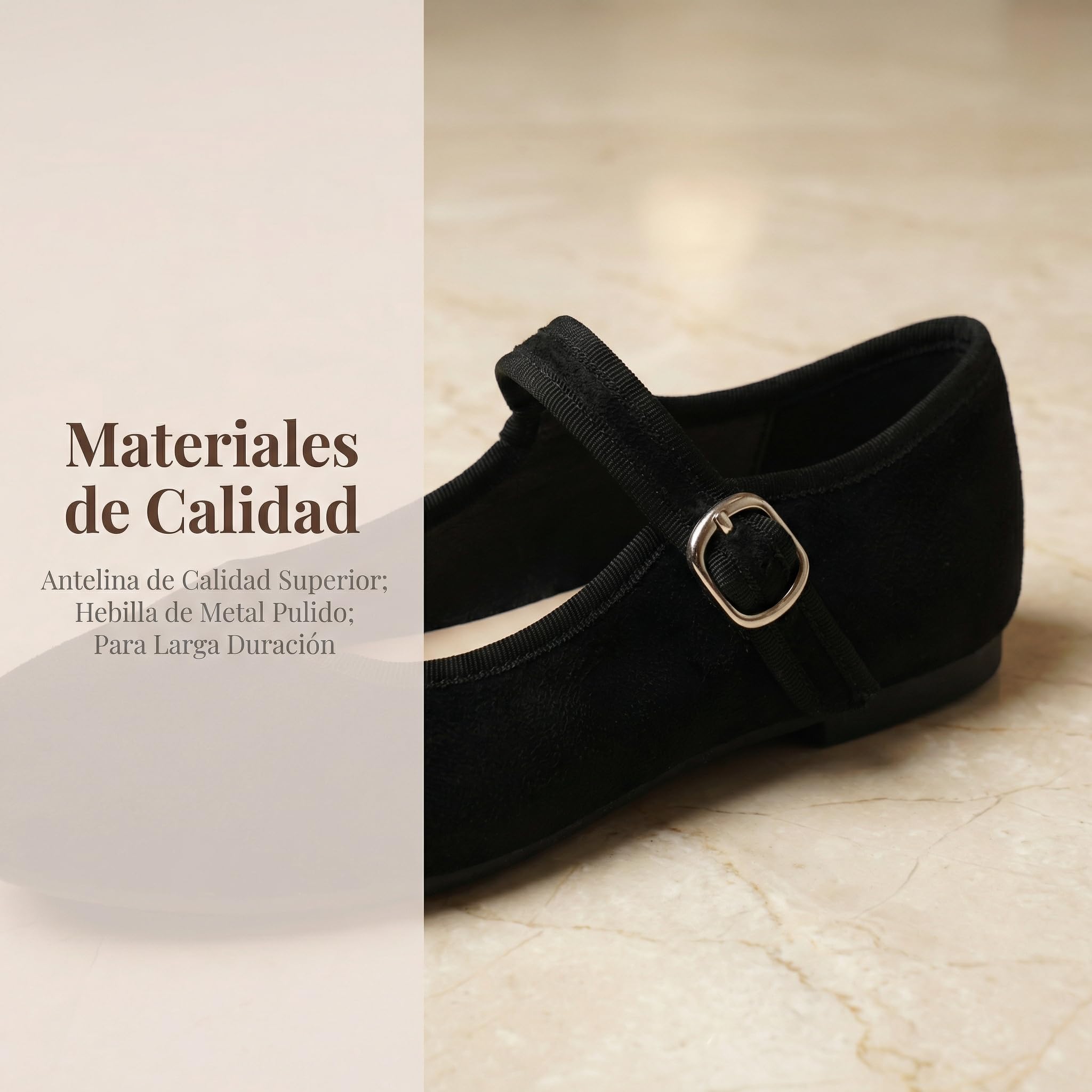 GLAMORA Merceditas Mujer Bailarinas Ante Hebilla Ajustable Zapatos Planos Cómodos Ligeros Suela Flexible Antideslizante Plantilla Blanda Punta Redondeada Calzado