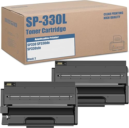 KEFOER Cartucho de tóner negro compatible para Ricoh 408288 SP-330L, alto rendimiento para usar con impresora SP 330DN SP 330SFN (paquete de 2 SP330)
