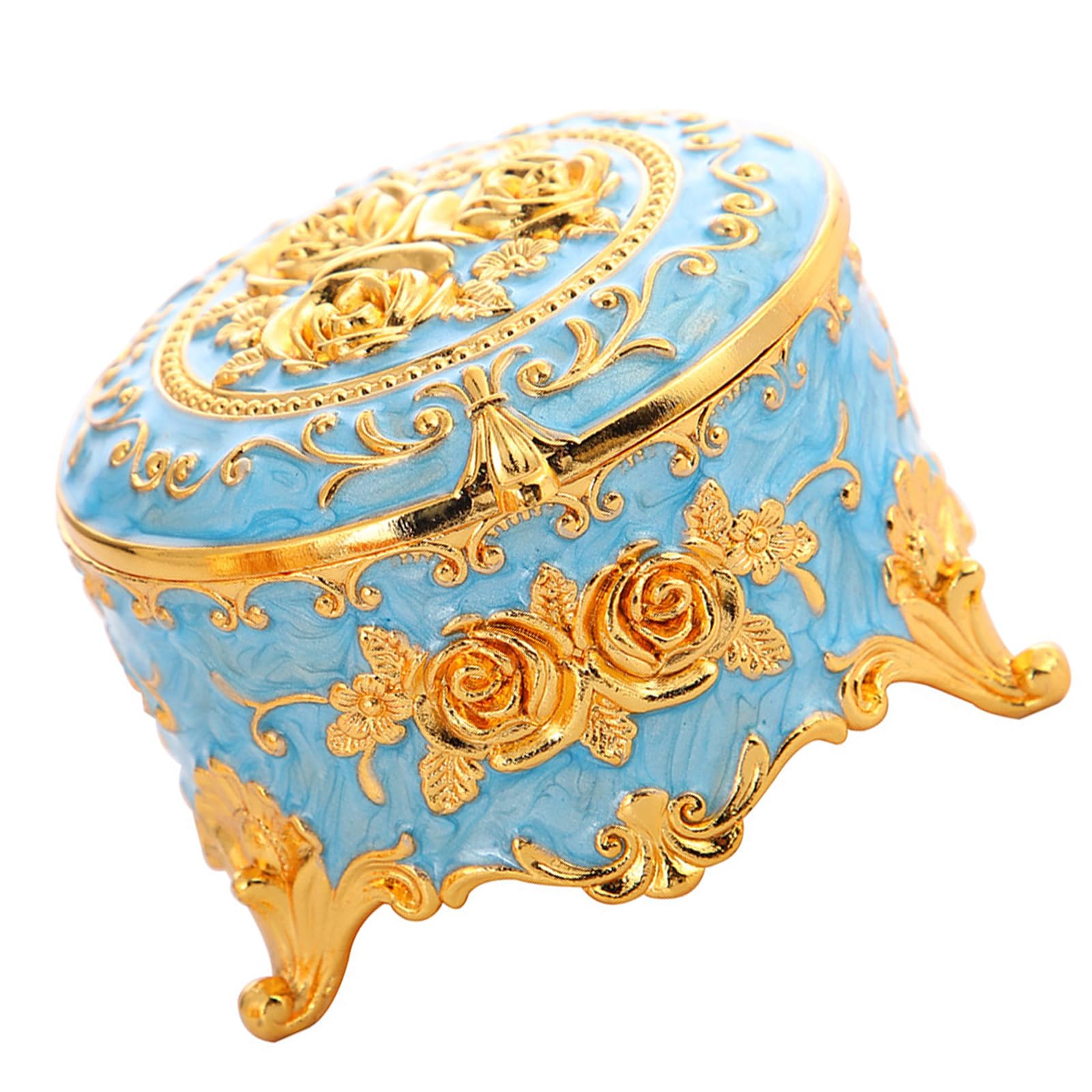 Sisyeuo Enameled Jewelry Case for Necklace Rings Storage Solution for Accessories Metal Construction Display Box Metal Enameled Desktop Organiser