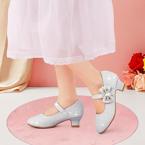 Miniatura 5 de Eithy Zapatos de vestir para niñas, tacón bajo con lazo, sandalias planas de verano para niños pequeñosniños grandes