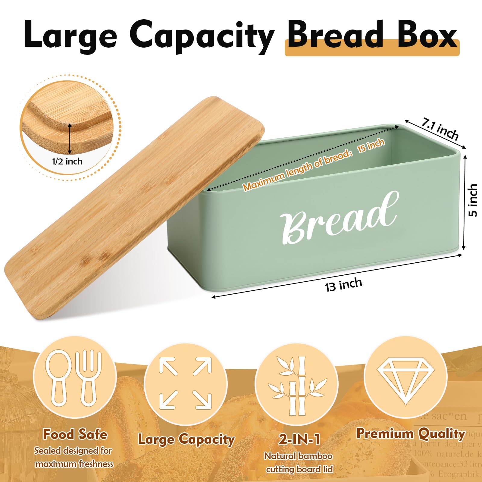 Amazon.com: Hushee Metal Bread Box and Butter Dish with Bamboo