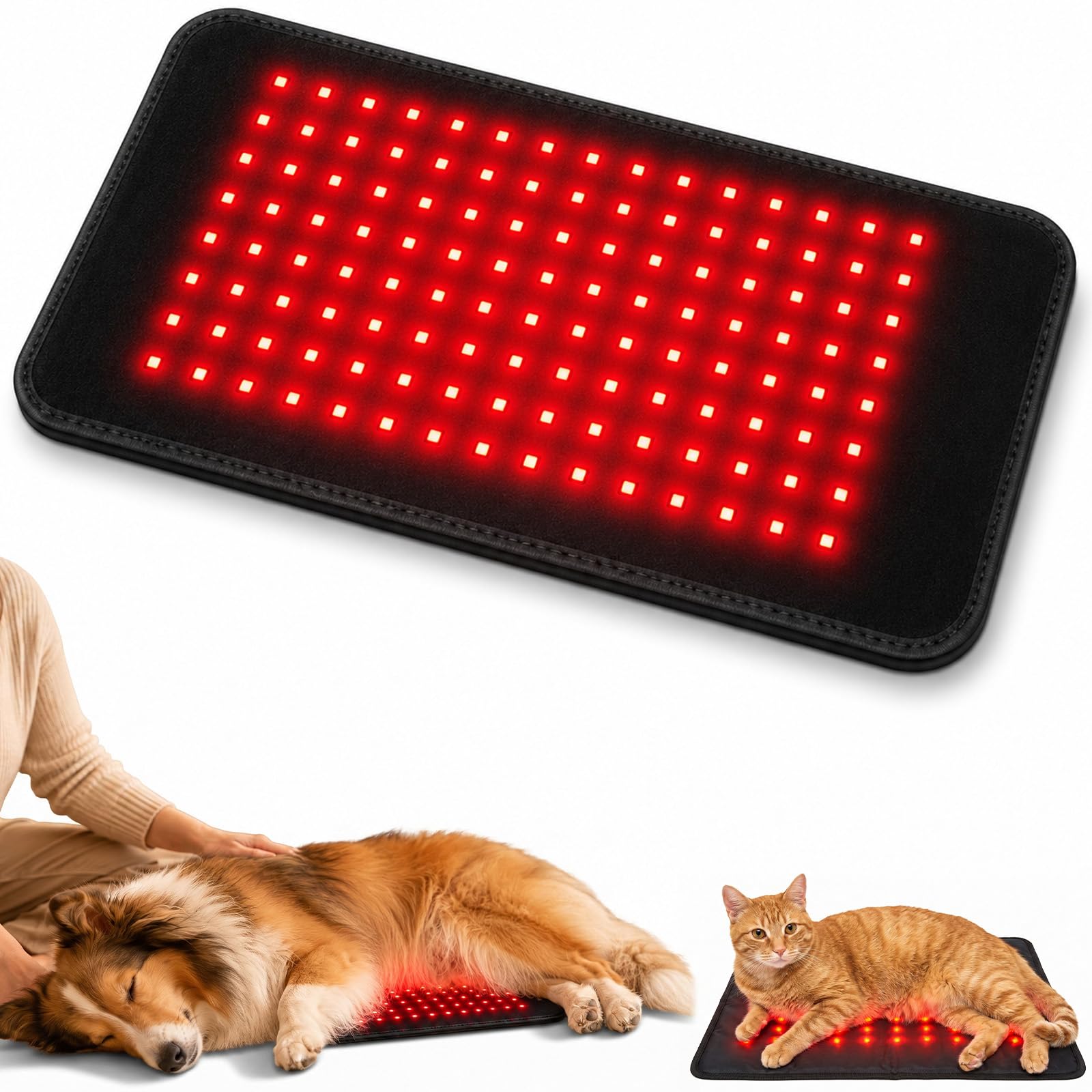 45x21cm Pet-Rotlicht-Therapiematte, 120 LED 3-Chip-Lampen 660nm&850nm