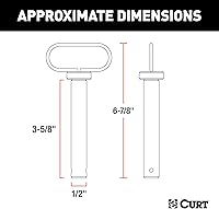 Vista 2 de CURT 45805 Enganche de pasador de horquilla de 1/2 x 3-5/8 pulgadas con mango recubierto de goma y clip