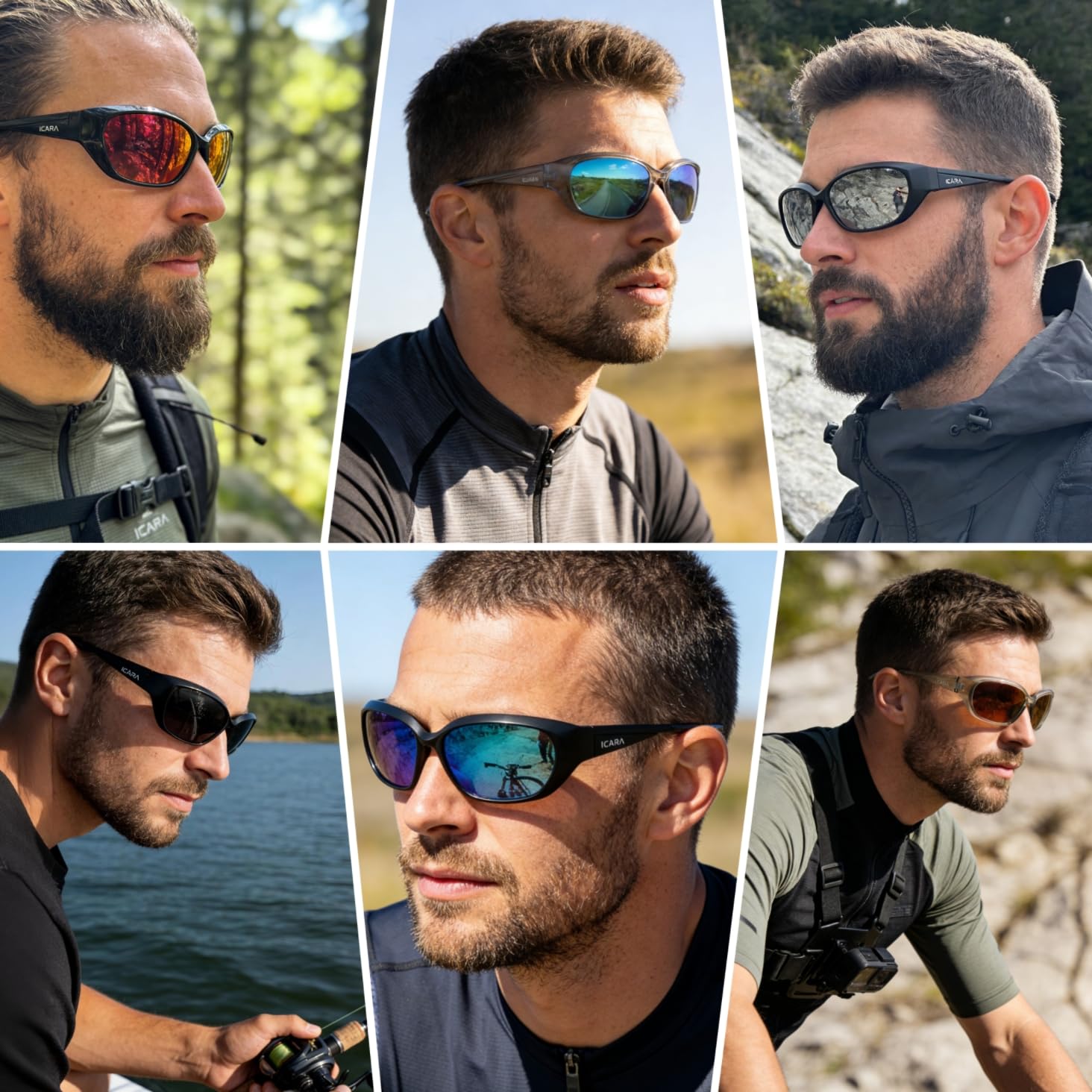 ICARA Gafas de sol deportivas polarizadas para hombres y mujeres, protección UV400, marco TR90, ideal para conducir, ciclismo, pesca, correr