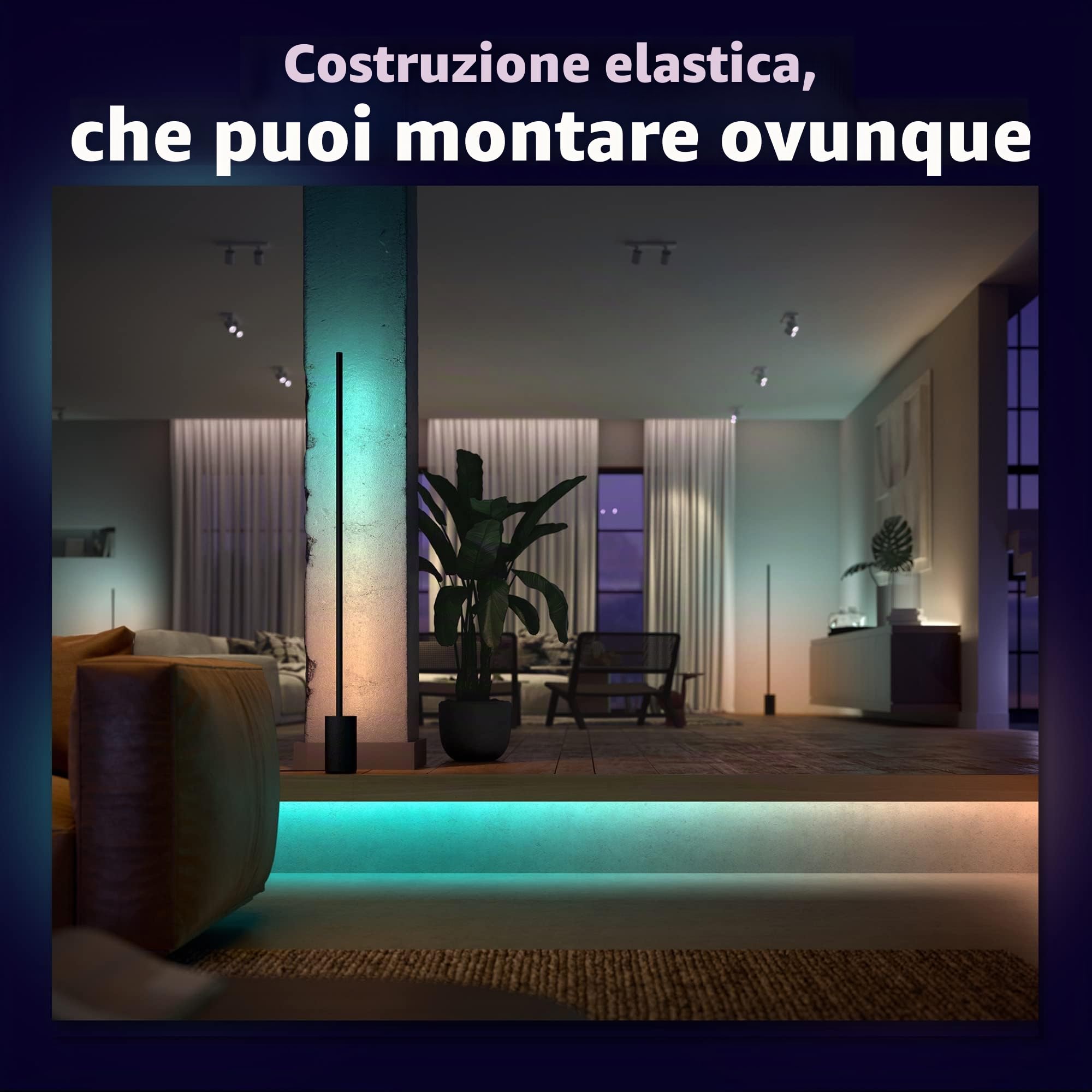 Philips Hue White and Color Ambiance Gradient Lightstrip, Striscia Led Smart, Estensione da 1 M per Kit Base da 2 Metri, Bluetooh, (Confezione da 2)