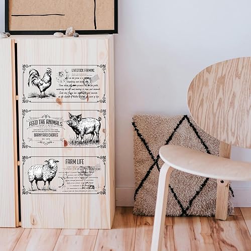 Miniatura 4 de GLOBLELAND 3 hojas de calcomanías retro de animales de granja para muebles y manualidades, 6 x 12 pulgadas, calcomanías de transferencia de muebles,