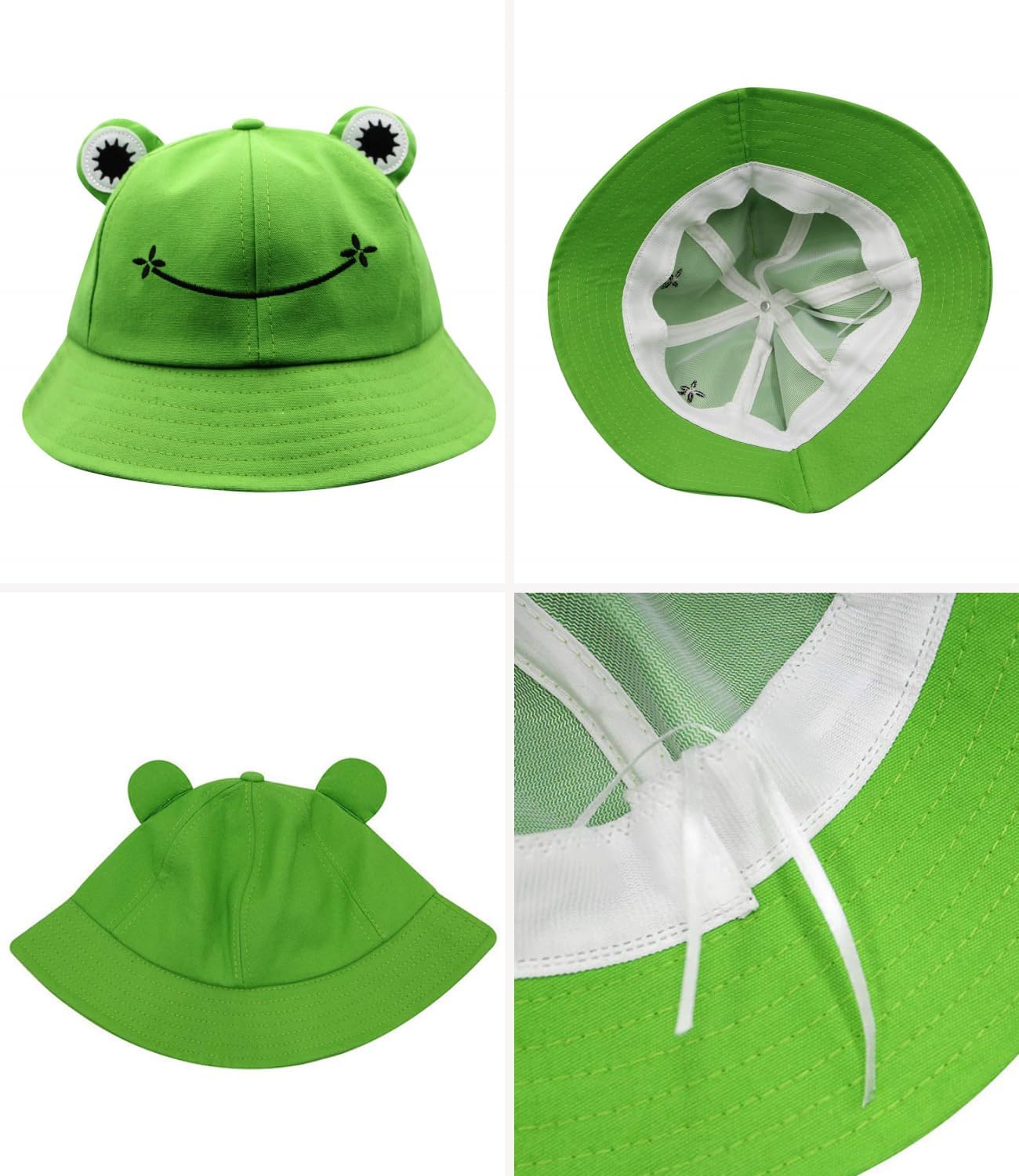 RARITYUS Wide Brim Sun Protection Hat Funny Summer Packable Fisherman Cotton Cute Frog Mouse Ear Bucket Hat for Kids Toddler