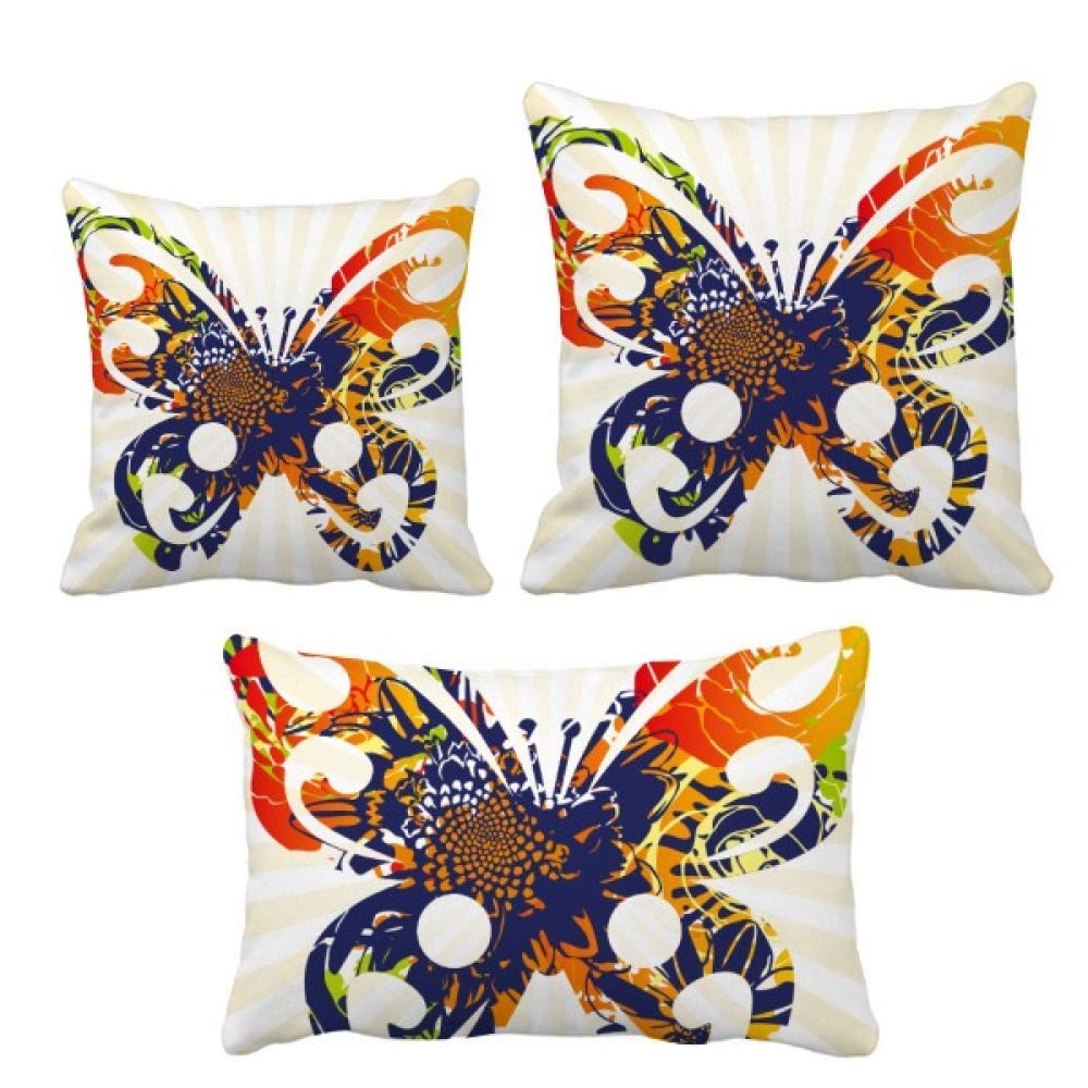 Parure de coussin fleurs et papillons anti-pli housse lavable salon