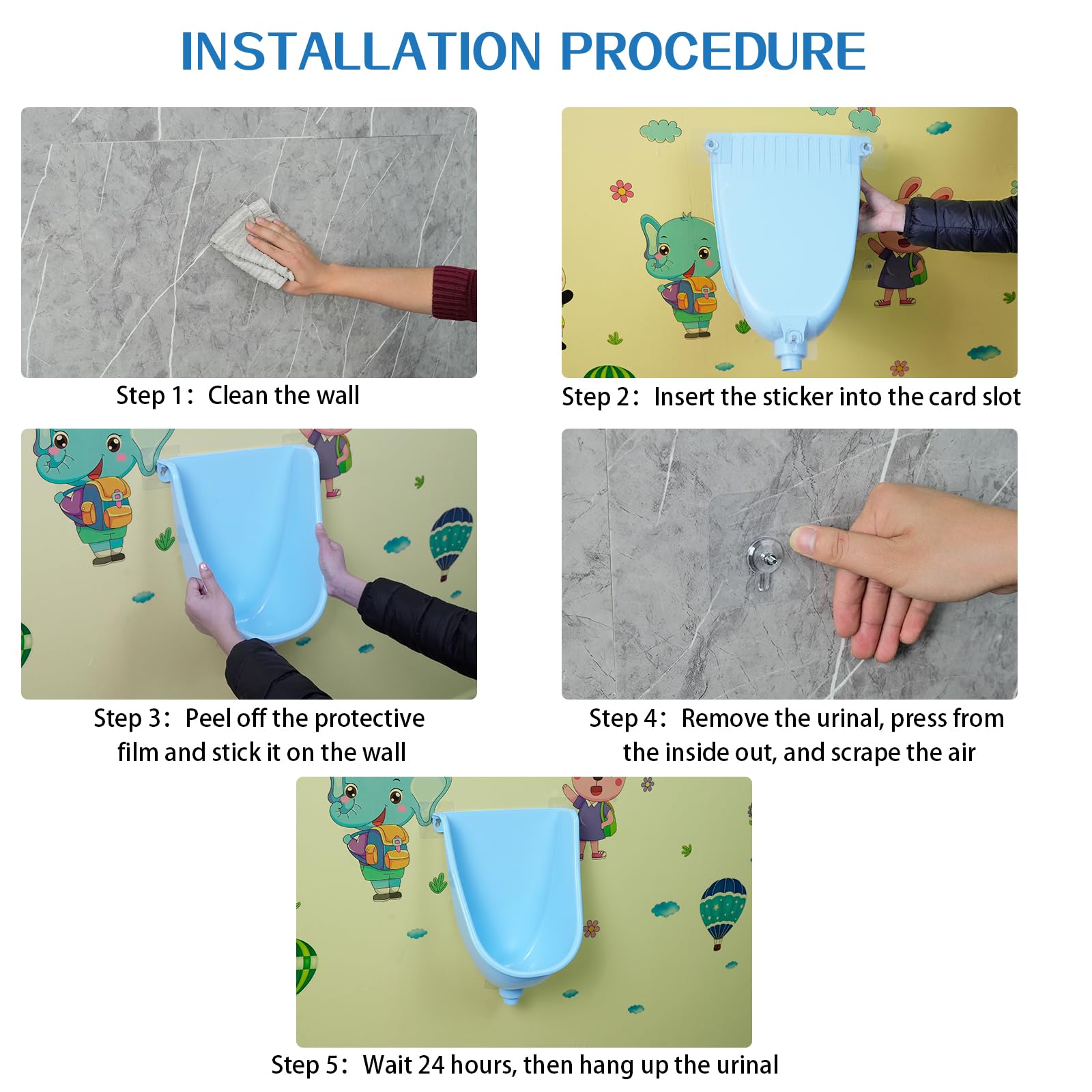Urinario de garaje sin agua para hombres, urinarios de plástico para hombres, desviador de orina al aire libre, orinales montados en la pared para hombres, baño, sin taladro, orinal autoadhesivo para