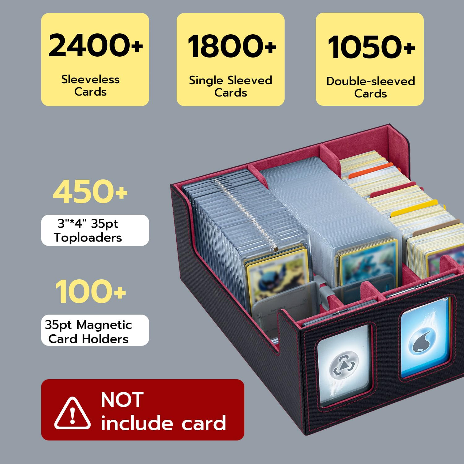 Boîte De Rangement Commander MTG – 3 Rangées – 1800 Cartes – Aimants N35 – Séparateurs Inclus – étui Cartes TCG