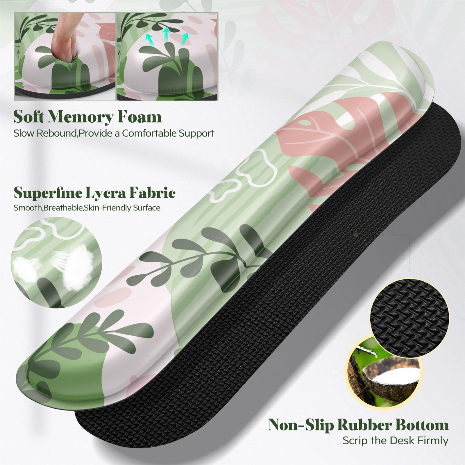 Gimars Podkładka pod mysz XXL 3 w 1 z ergonomicznym uchwytem na klawiaturę, podkładka pod mysz do gier 800 x 300 mm, wygodna piankowa pamięć, łagodząca ból do biura graczy, różowa morandi