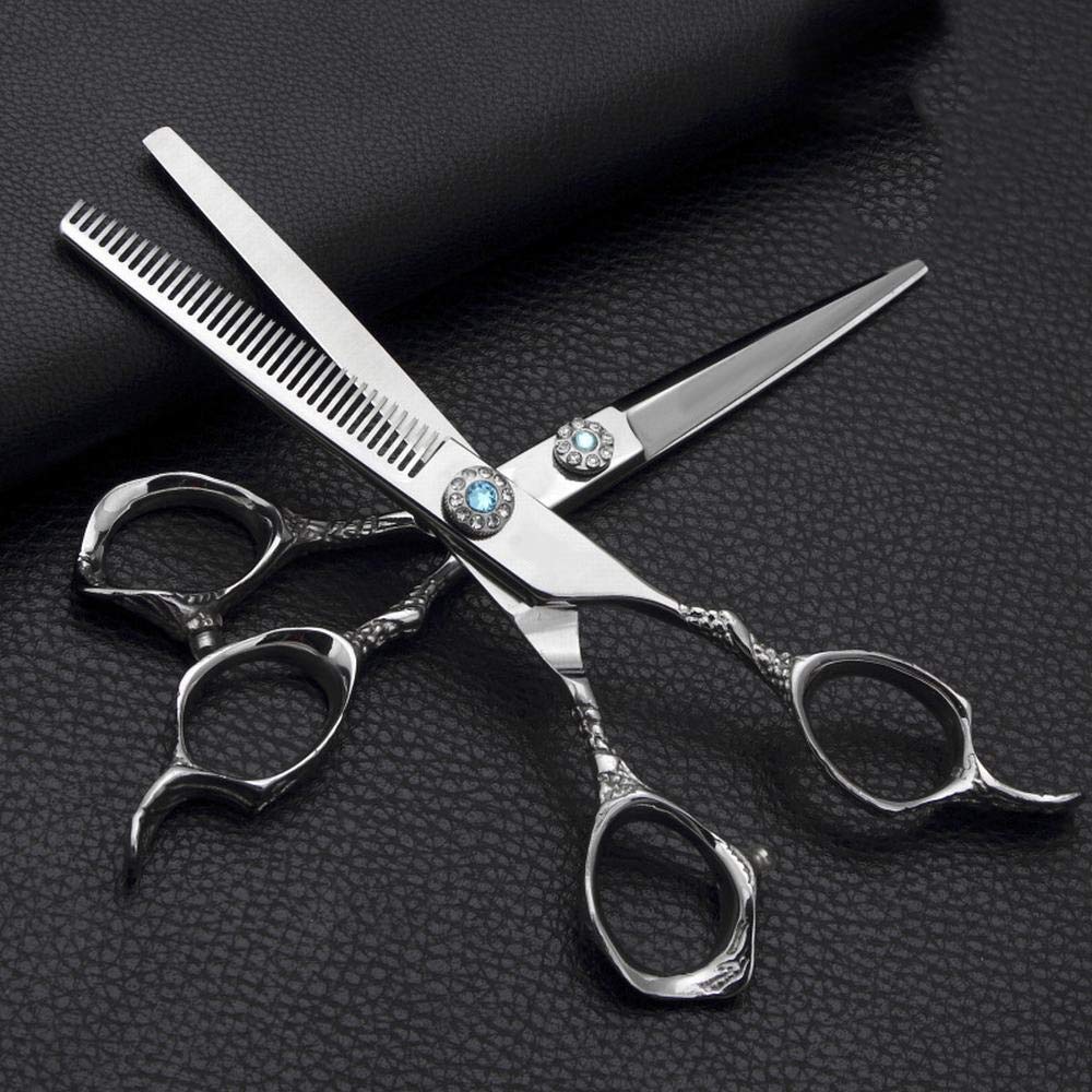 Ciseaux de coiffure cisaille plate et ciseaux à dents kit 6,0 pouces acier inoxydable argent
