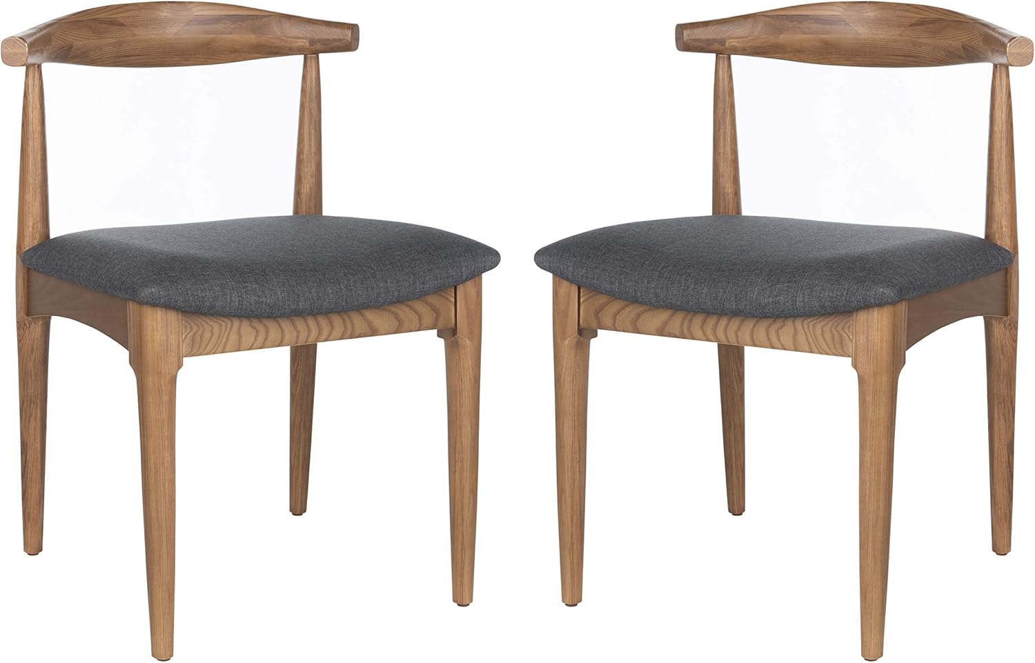 Safavieh Home Lionel Retro Walnut and Dark Grey Cushion Dining Chair, Set of 2