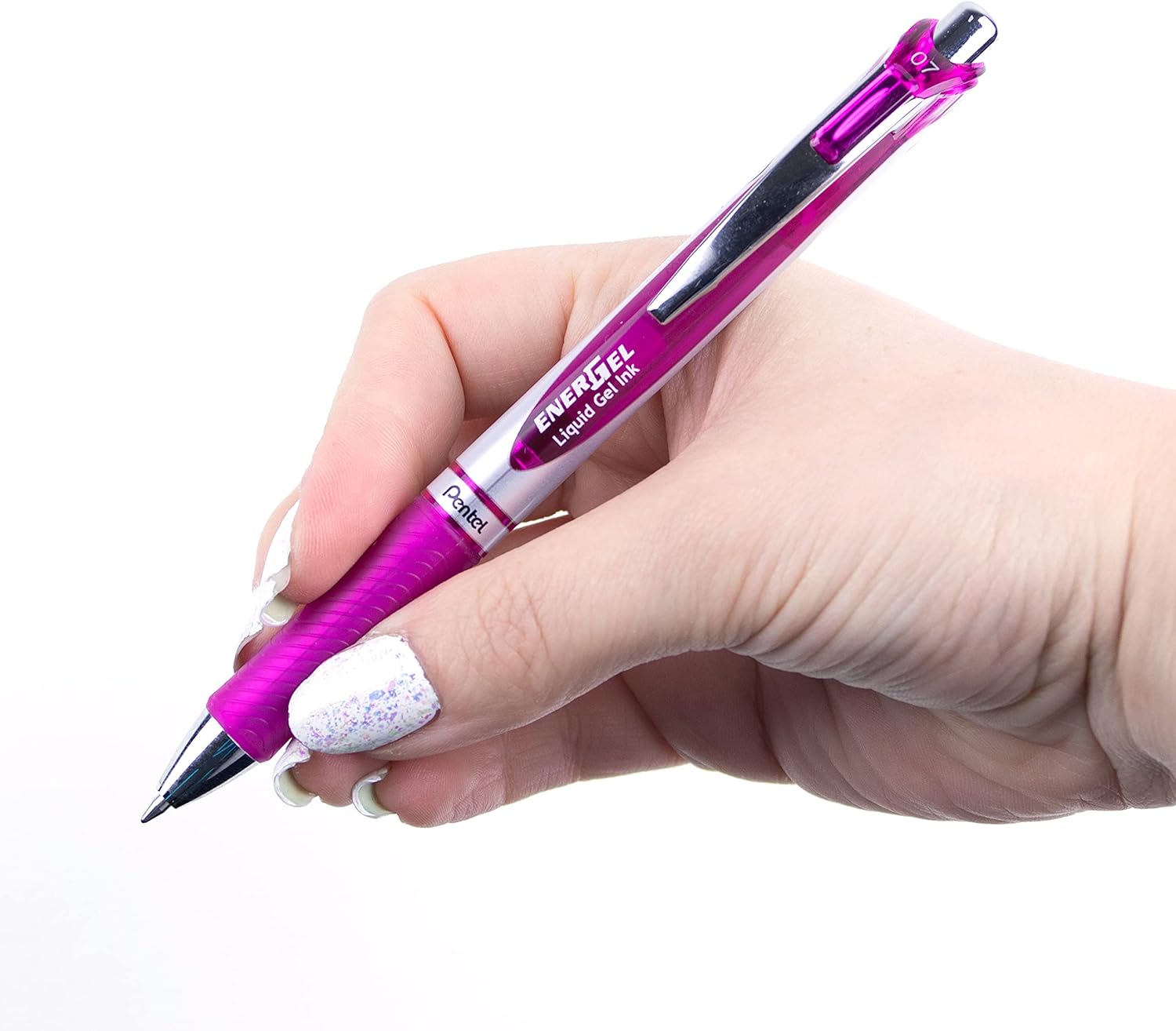 Pentel EnerGel RTX Retractable Liquid Gel Ink Pen, (0.7mm) Medium line, Magenta Ink, Box of 12 Pens (BL77-V4)