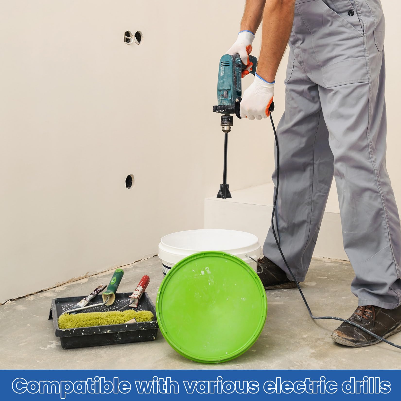 8 Pcs Agitatore per Resina Epossidica, Miscelatore per Vernici, Miscelatore Epossidico per Resinas, Agitatore per Trapano da 1/4, per Pittura Smalto ceramico Resina Epossidica + Panno per Pulizia