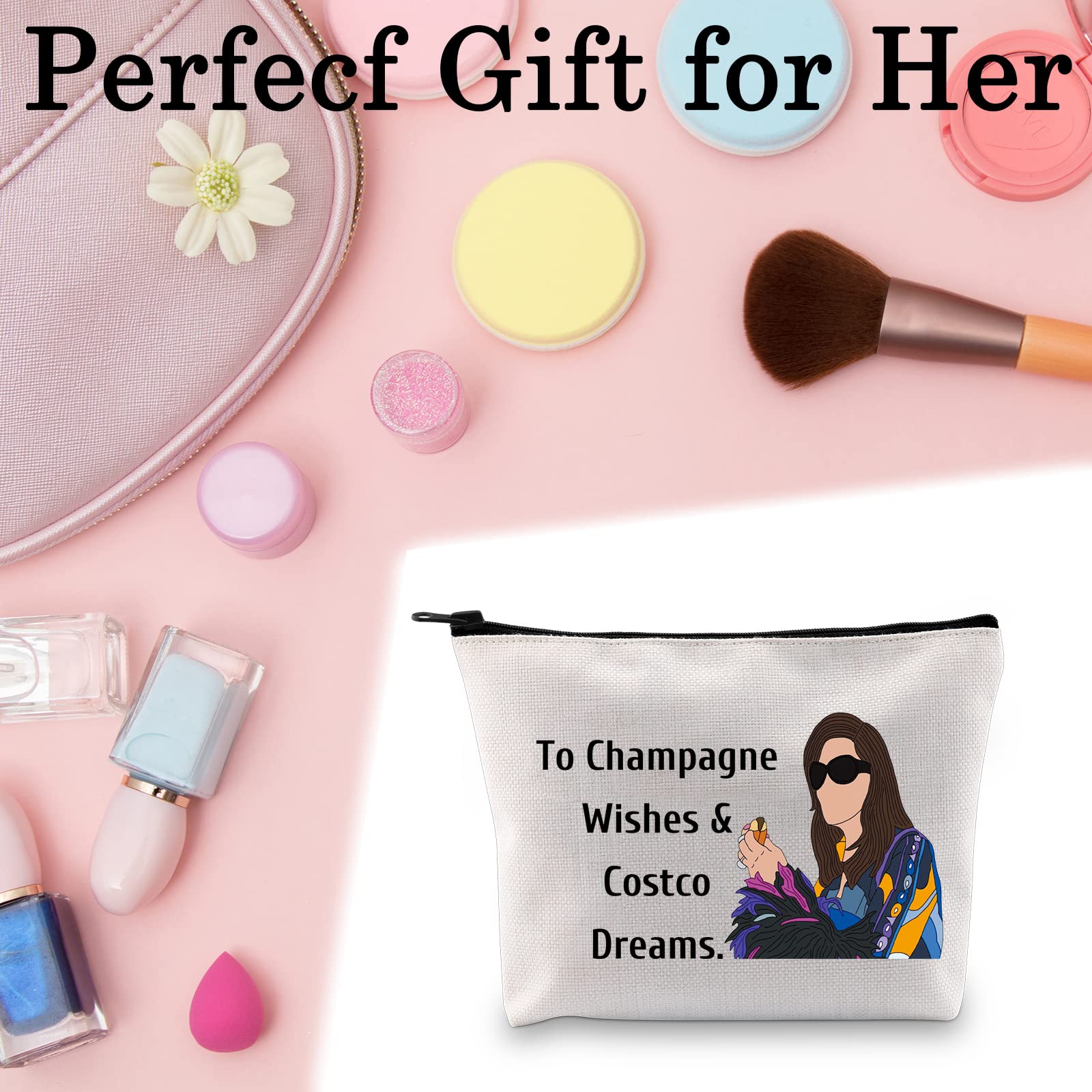 BLUPARK Real Housewife Makeup Bag Reality TV Gift To Champagne Wishes and Costco Dreams Cosmetic Bag for Fans(Champagne Wishes)