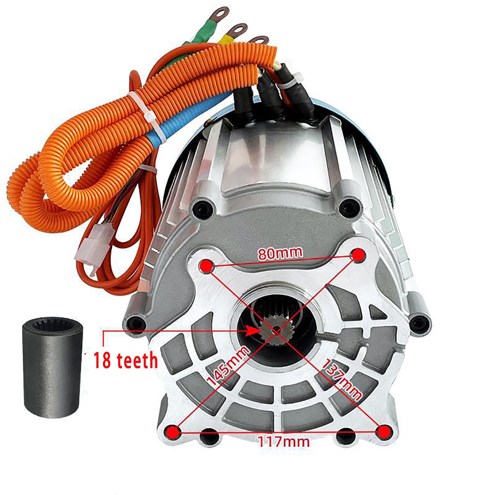 1500W-4000W Electric Tricycle Motor 60V/72V – High-Power DC Brushless, 4-Bolt Mount, Motor Only(60V,4000W)