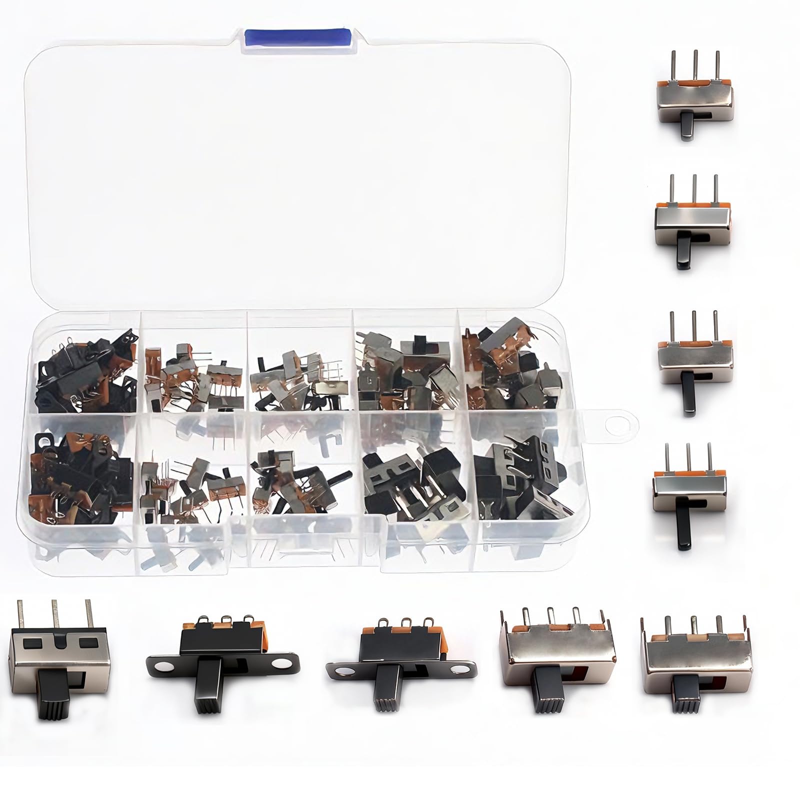 Mini interruptor deslizante SPDT con perilla alta vertical para un control preciso en PCB 8
