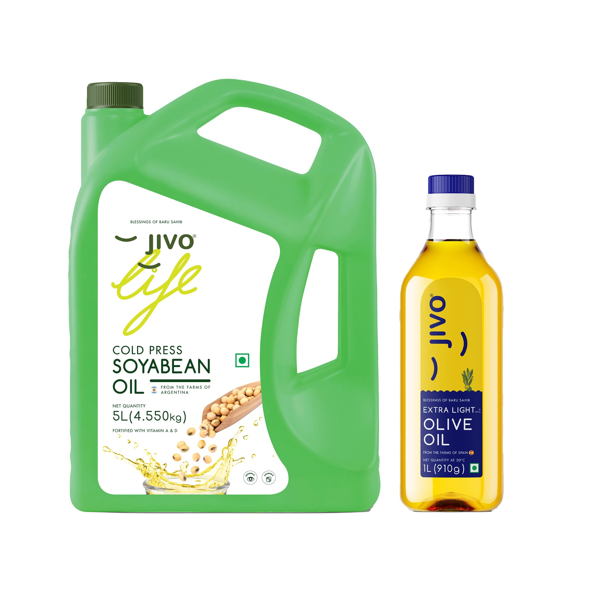 Jivo Cold Pressed Soaybean oil 5 Litre with Extra Light olive oil 1 Litre | Ideal for Roasting, Frying, Baking All type of Cuisines| Healthy Cooking Oil for Daily use (Pack of 2) (B0CCL27TV1) Amazon Price History, Amazon Price Tracker
