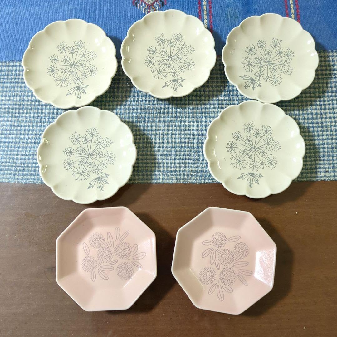 年代物 花形陶器箸置きセット 6個 花形陶器箸置き 6個セット 箸置き ブルー