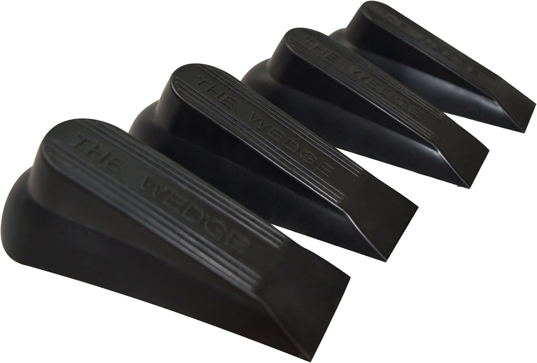 Door Stop | 4 Pack | Flexible Black Rubber Door Stopper Easily Wedges Door Gaps up to 1.6 Inches | Baltic Living Doorstop (Black)