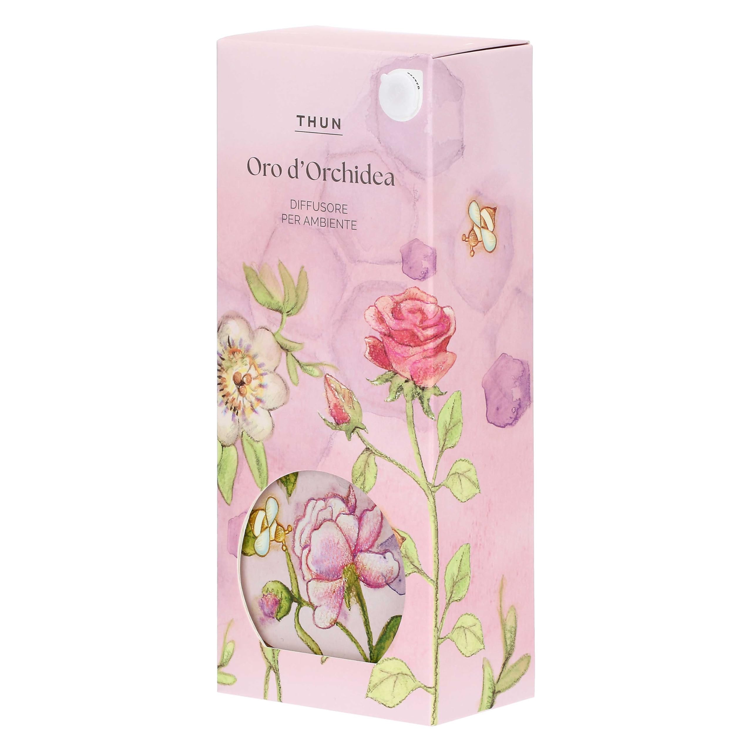 THUN Diffusore in Vetro Oro d'Orchidea, 100 ml, Profumazione per Casa