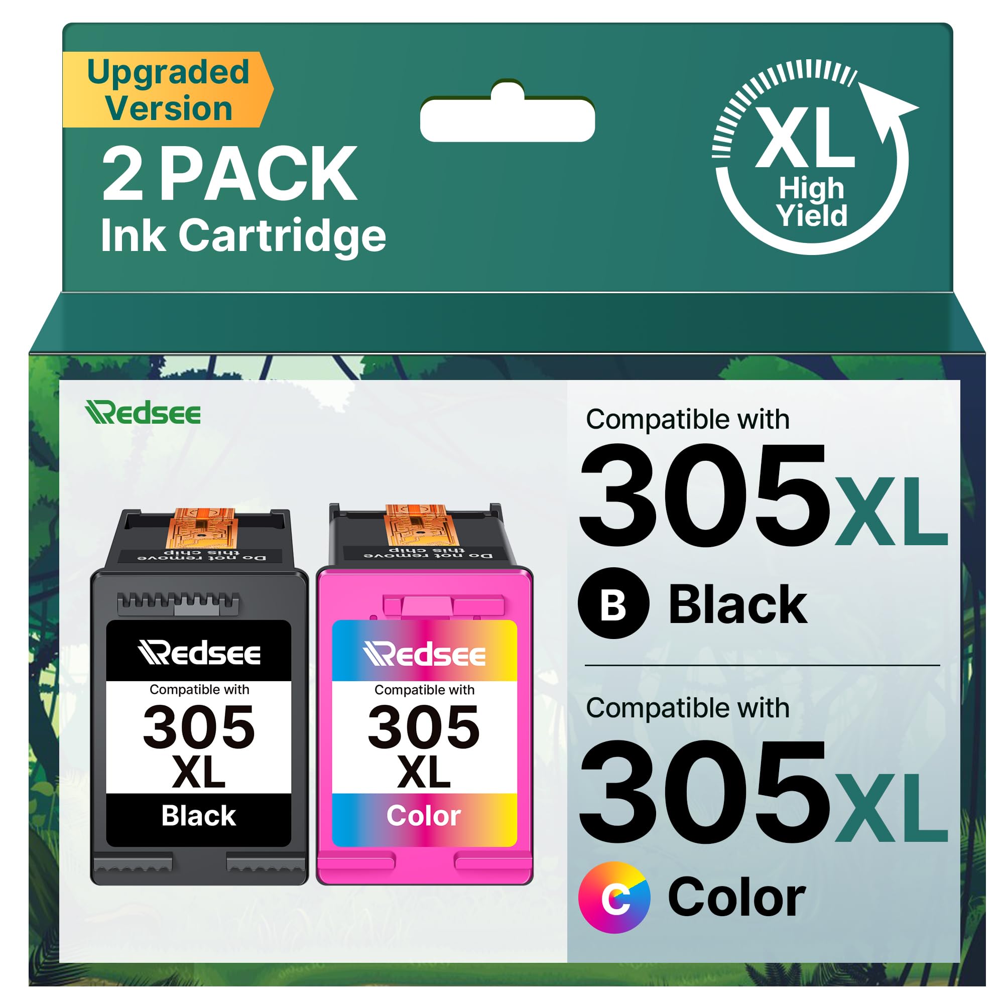 Tinta 305 XL Cartuchos de Tinta 305XL Negro y Ccolor Remanufacturado para HP 305 Tinta para HP DeskJet 2720 2700 2721 2820 2800 2821 2723 2822 Envy 6022 DeskJet Plus 4120 4200 4100(Pack de 2)