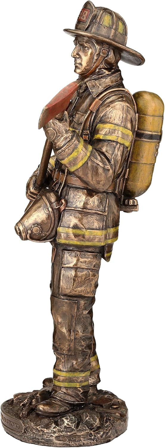 Veronese Design 12 1/4 Inch Firefighter Be Proud Brave and Prepared Cold Cast Resin Bronze Finish Sculpture