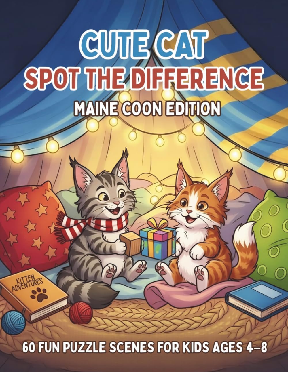 Cute Cat Spot the Difference: Maine Coon Edition: 60 Fun Puzzle Scenes For Kids Ages 4-8