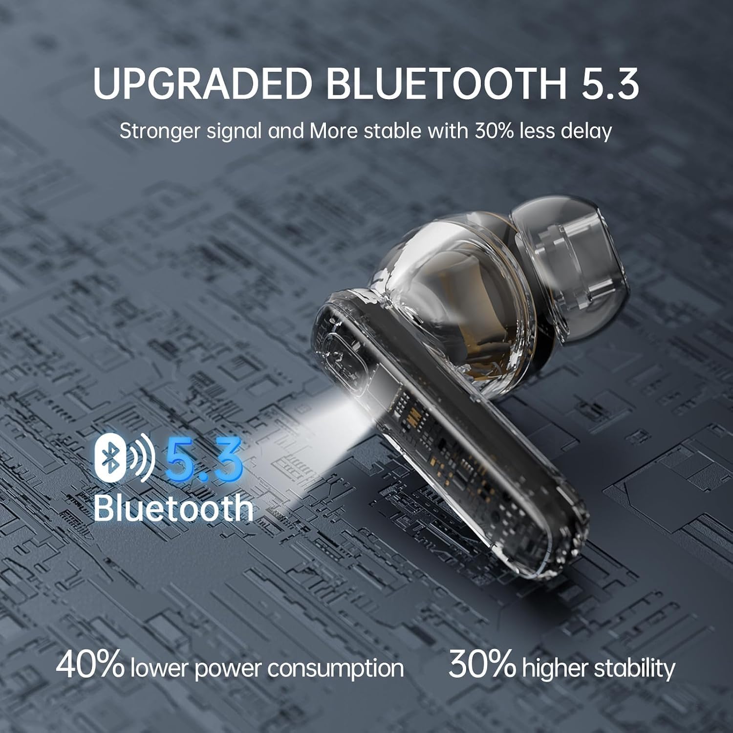 Drsaec Auriculares inalámbricos Bluetooth 5.4, auriculares in-ear Bluetooth con 4 micrófono ENC, auriculares inalámbricos de 40 horas con cancelación de ruido, indicador LED/USB-C, IP7, resistente al