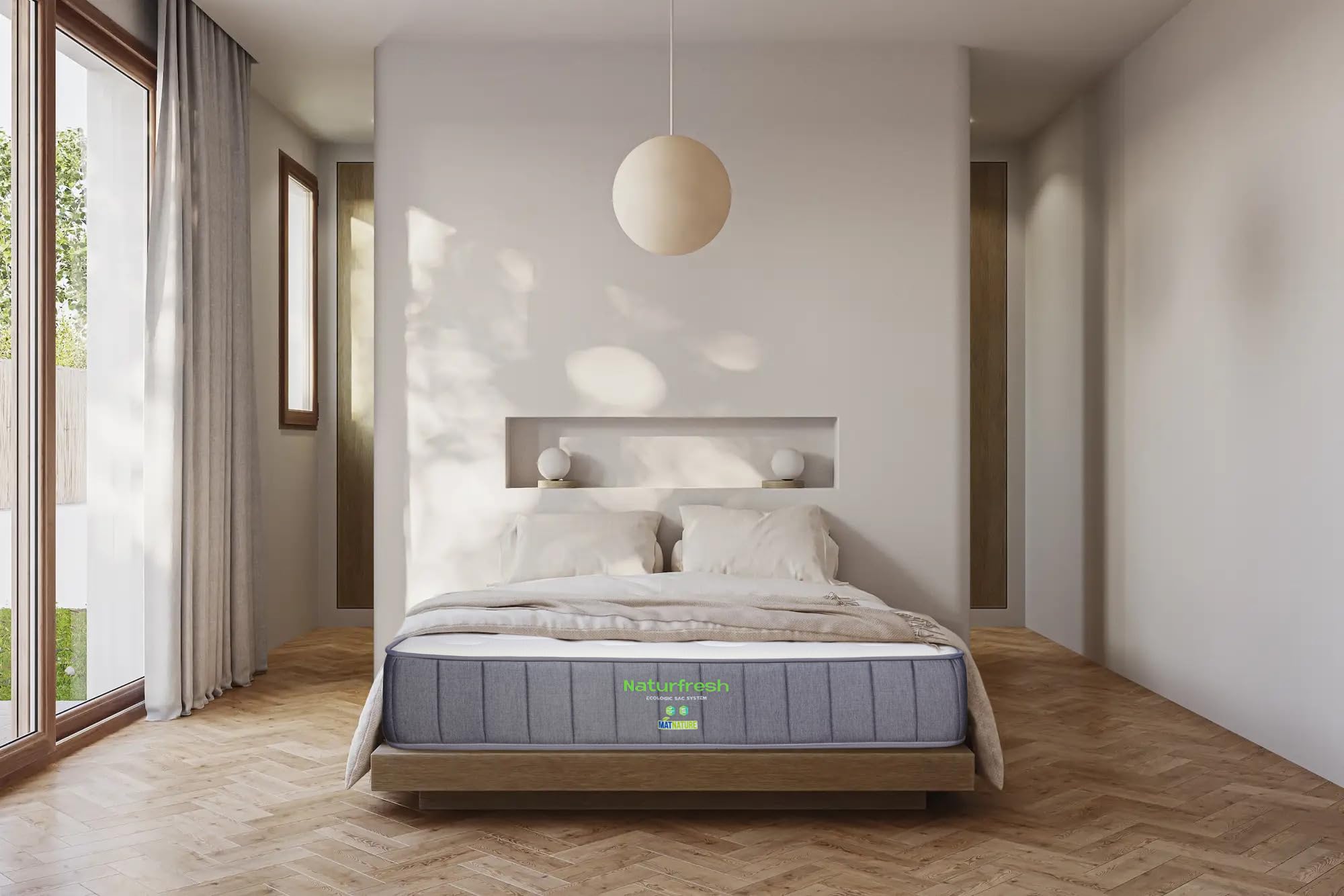 Matnature Naturfresh 90x180– Colchón Viscoelástico con Muelles Ensacados | Altura 22 cm | Máximo Confort | Transpirable, Antiácaros, Ergonómico, Firmeza Media-Alta | 1 Almohada de Regalo