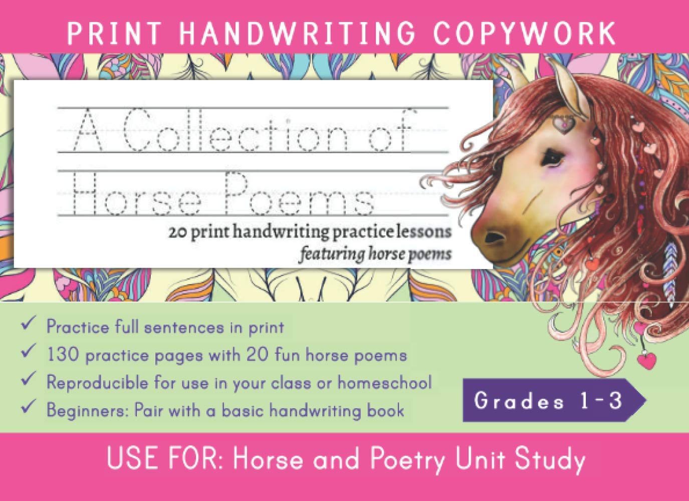 A Collection of Horse Poems: Print Handwriting Copywork | Use for: Horse and Poetry Unit Study for Grades 1-3 (Horseschooling)