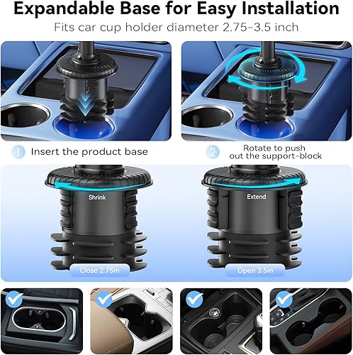 Miniatura 3 de KDD Soporte para tablet para automóvil, soporte para iPad de automóvil, soporte para iPad para camión, soporte universal para portavasos de