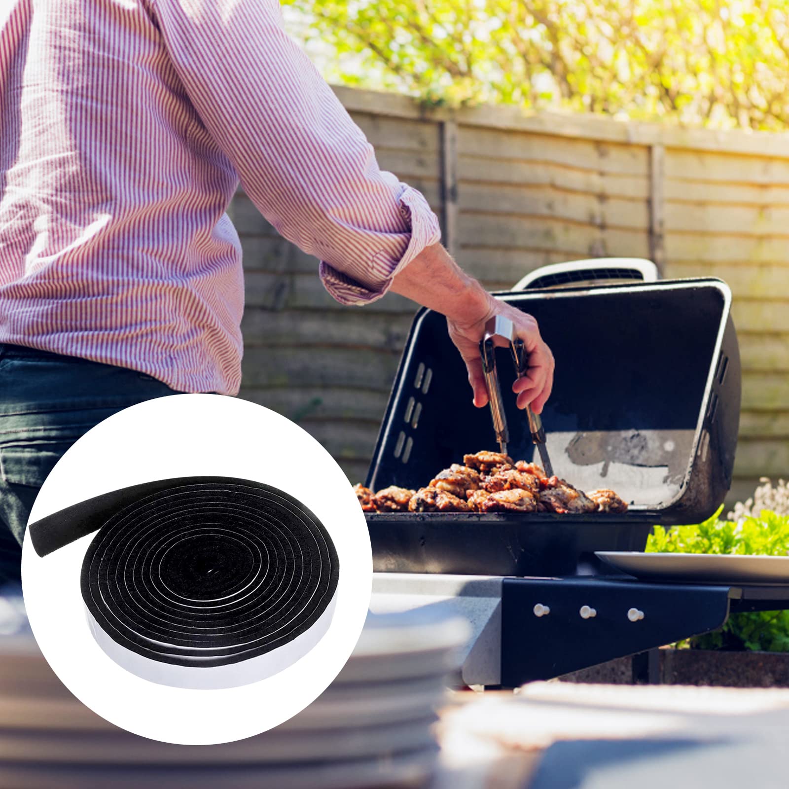 Guarnizione termica per forni e stufe, Guarnizione forno, autoadesiva, lunghezza 2,5 metri, spessore 3,5 mm, per affumicatori e barbecue, resistente al calore, per la finestrella del forno