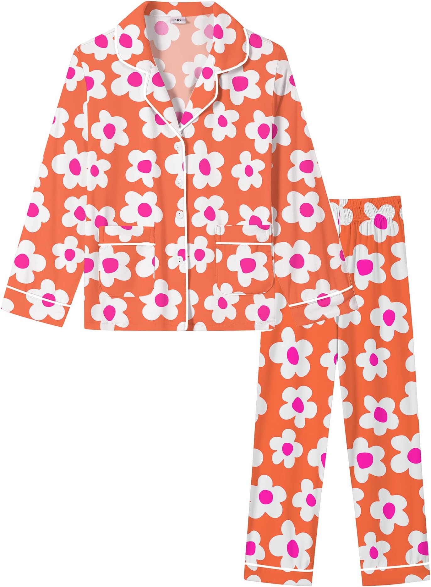 Girls Pajamas Set Kids Button Down Cute Print Pjs Sets Pant 2 Piece Soft Long Sleeve Sleepwear Loungewear