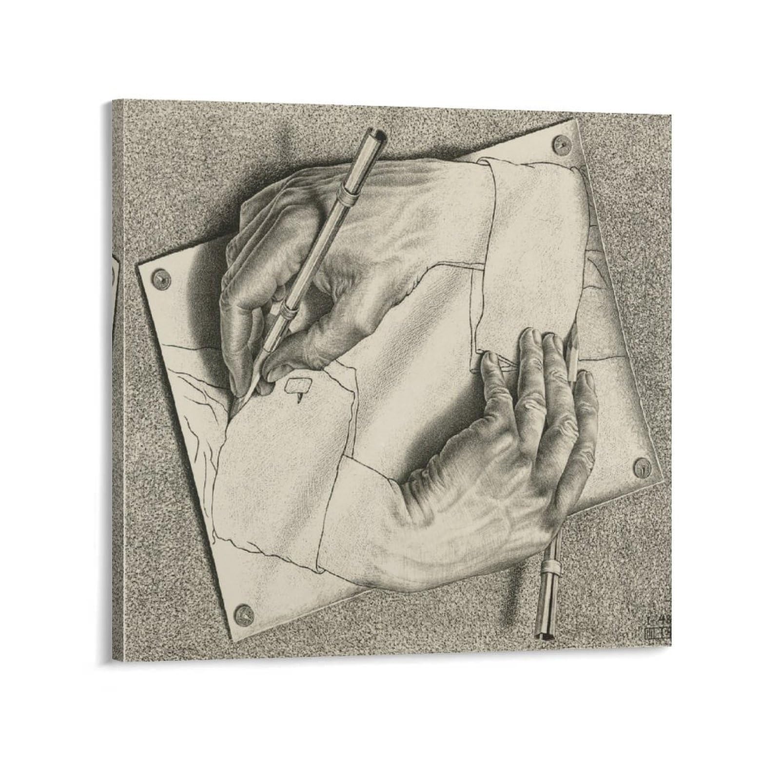 M. C. Escher Dessin Main peinture carrée 70x70 cm pour décoration de chambre - 6