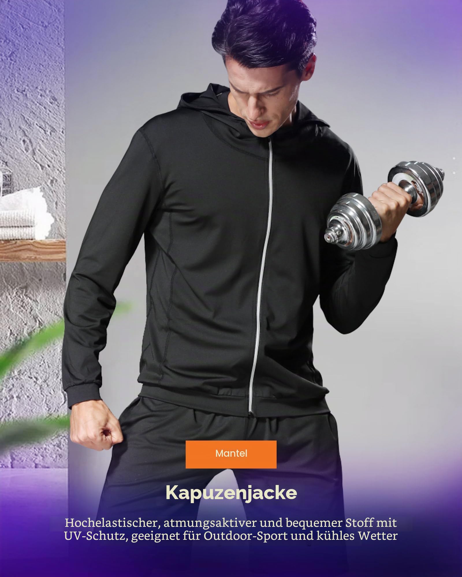 BOOMCOOL Männer Workout Kleidung Outfit Fitness Bekleidung Fitnessstudio Outdoor Laufen Kompressionshose Shirt Top Langarm Jacke 4PCS oder 5pcs