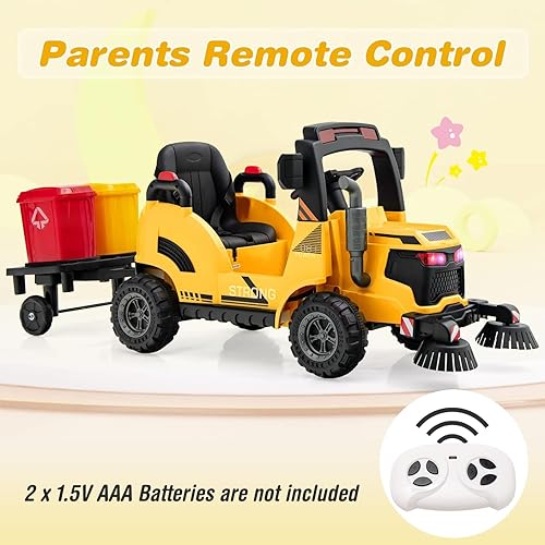 Miniatura 2 de OLAKIDS Carretilla elevadora de 12 V para niños camión de construcción de vehículos eléctricos con control remoto horquilla y palé auto alimentado