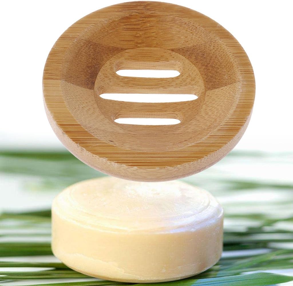 Yanhonin Wooden Soap Dish Natural Bamboo Wood Handmade Soap Box Bathroom Organiser Accessories