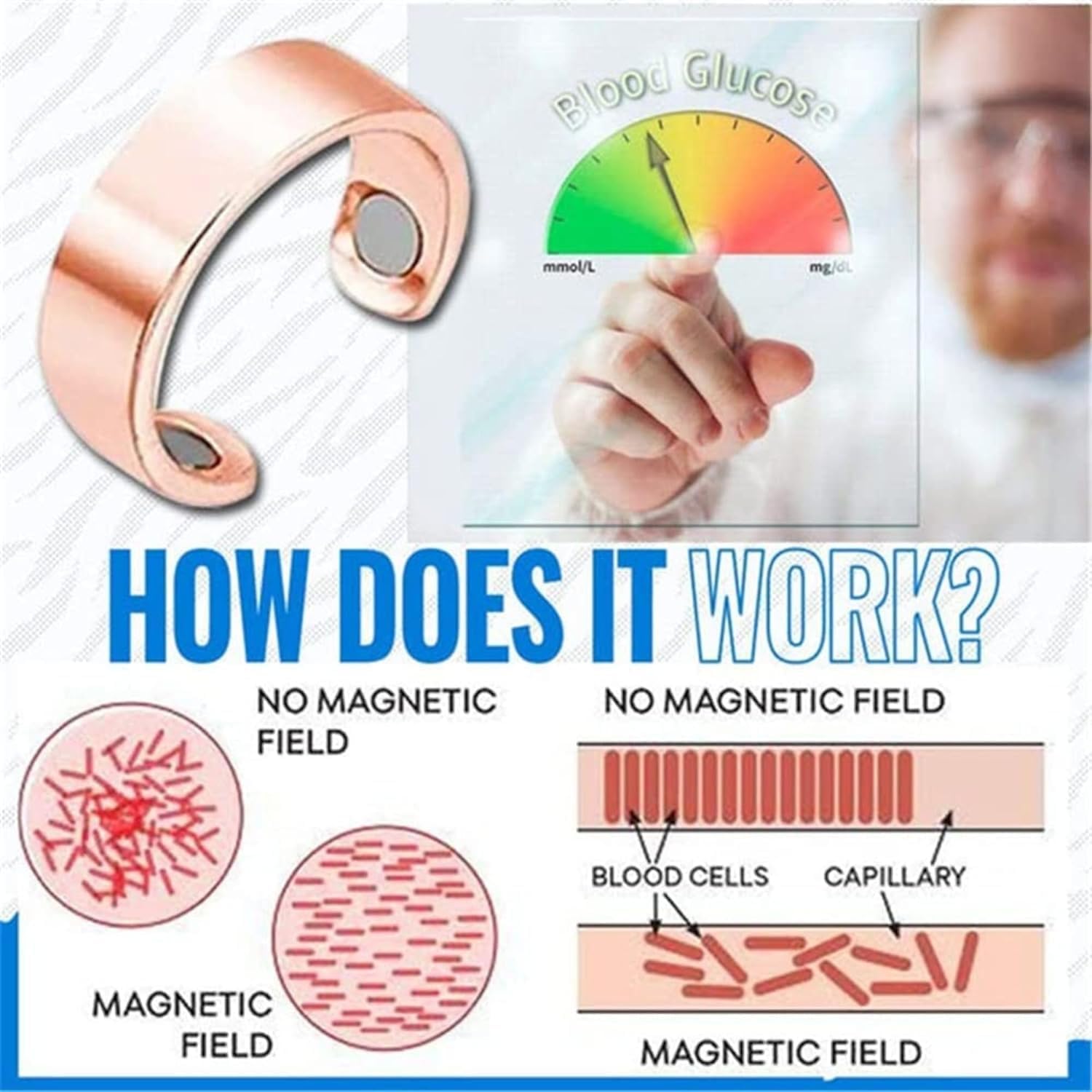 Pack of 1 Magnetic metal Ring Diabetes Control Blood Sugar Management Therapy Health Ring for Acupressure 4