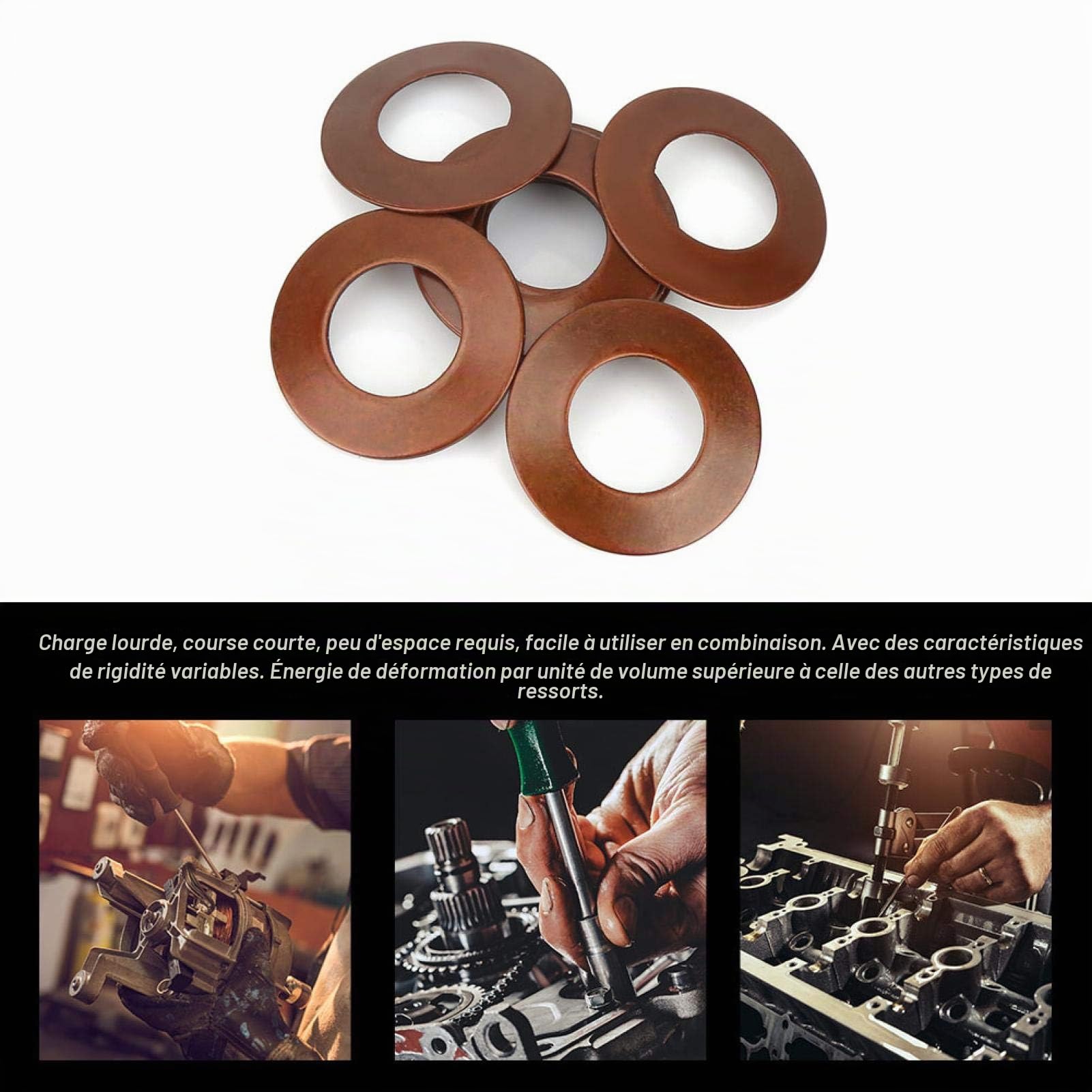 140 pièces 7 tailles Belleville ressort de compression en acier disque ressort C ensemble disque rondelle ralentissant joint Kit de remplacement avec boîte en plastique