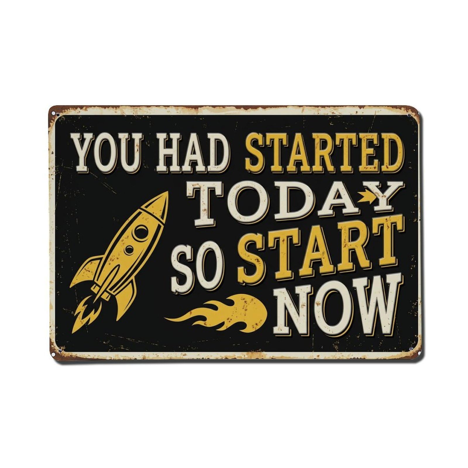 Cmhok Vintage Style Begin Now Succeed Garage Retro Motivational Slogans 2 Metal Tin Sign Wall Decor For Cafe, Club, Garden Metal Poster 8X12inch