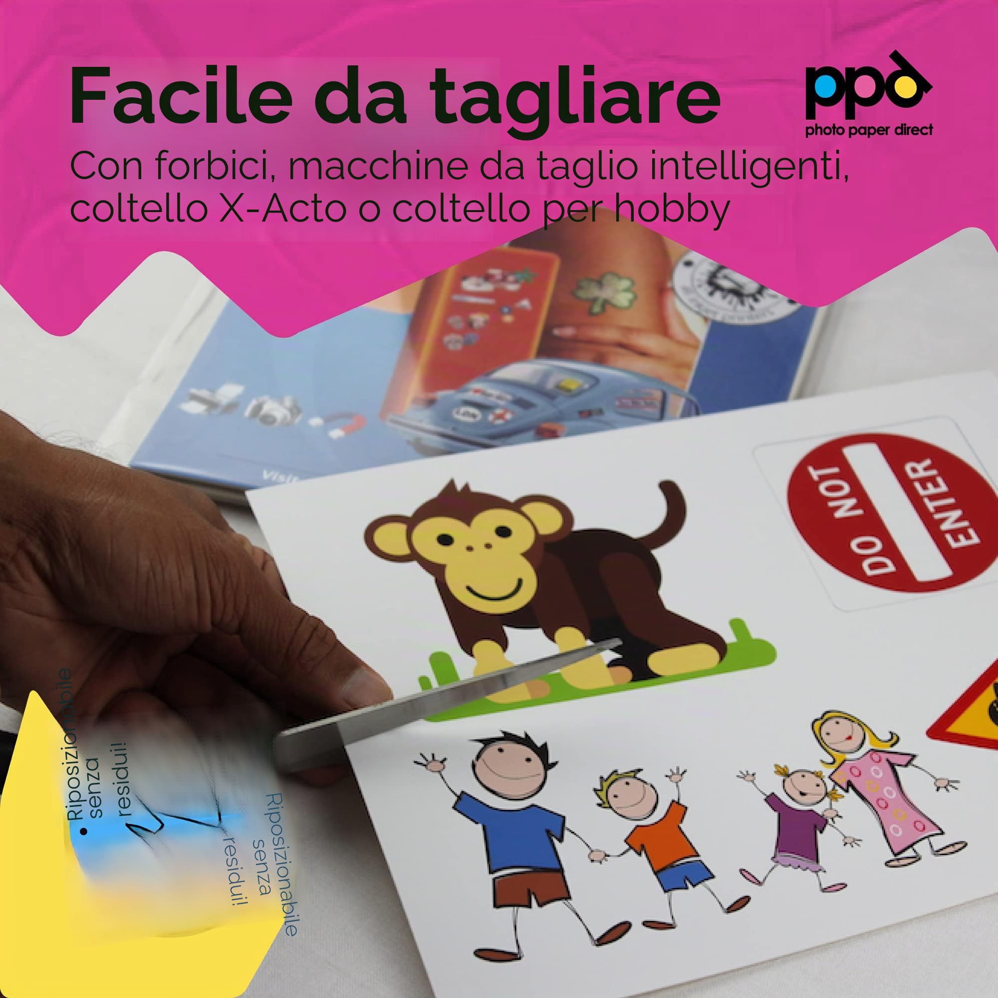 Fogli Di Carta Vinile Adesiva Opaca PPD A4 10 Per Stampanti Inkjet - Sticker Bianco