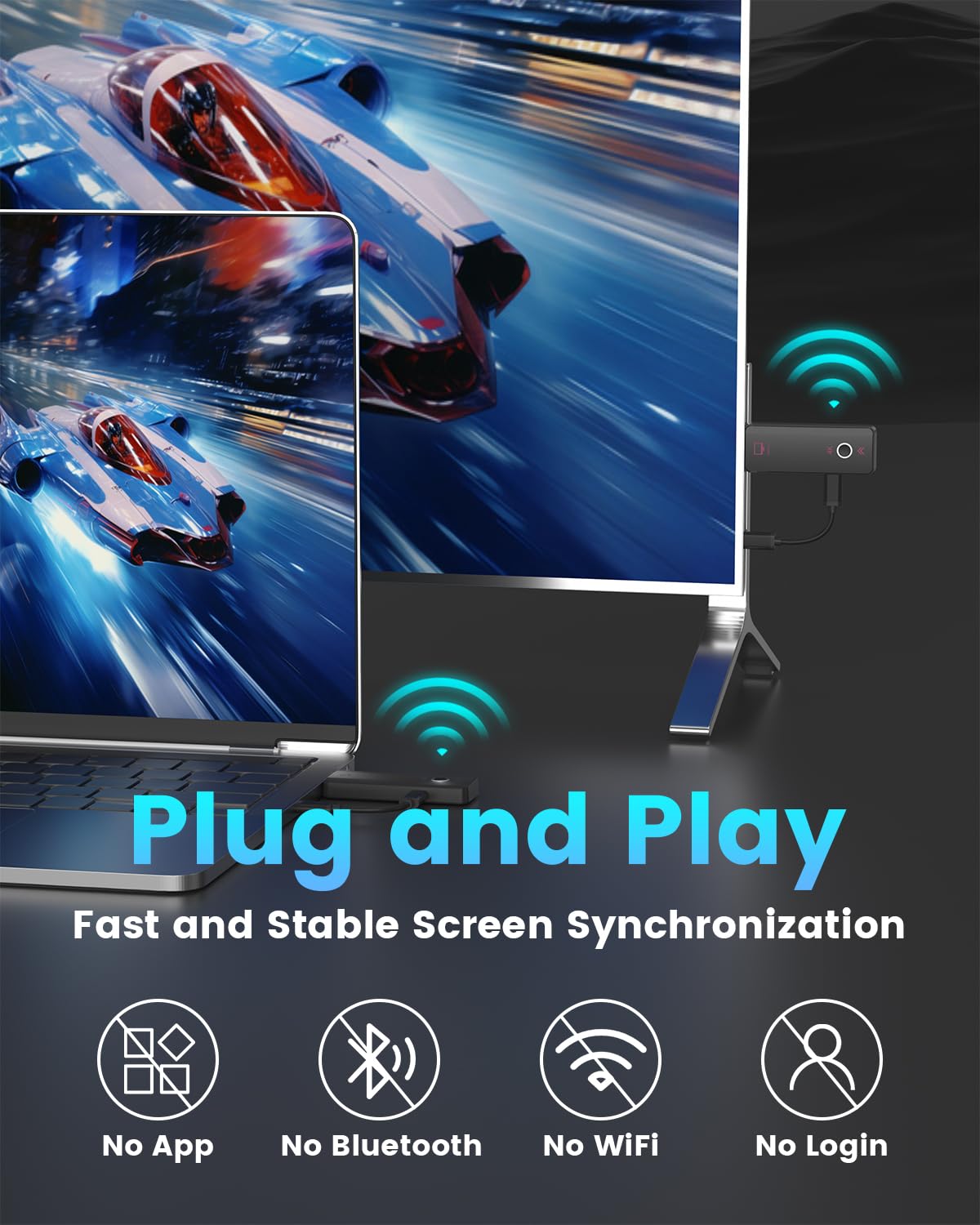 Transmisor y receptor HDMI inalámbrico de 50 m, 5G Plug & Play, extensor HDMI inalámbrico portátil para entrada 4K 30Hz, salida 1080p, para transmisión de video y audio al monitor con