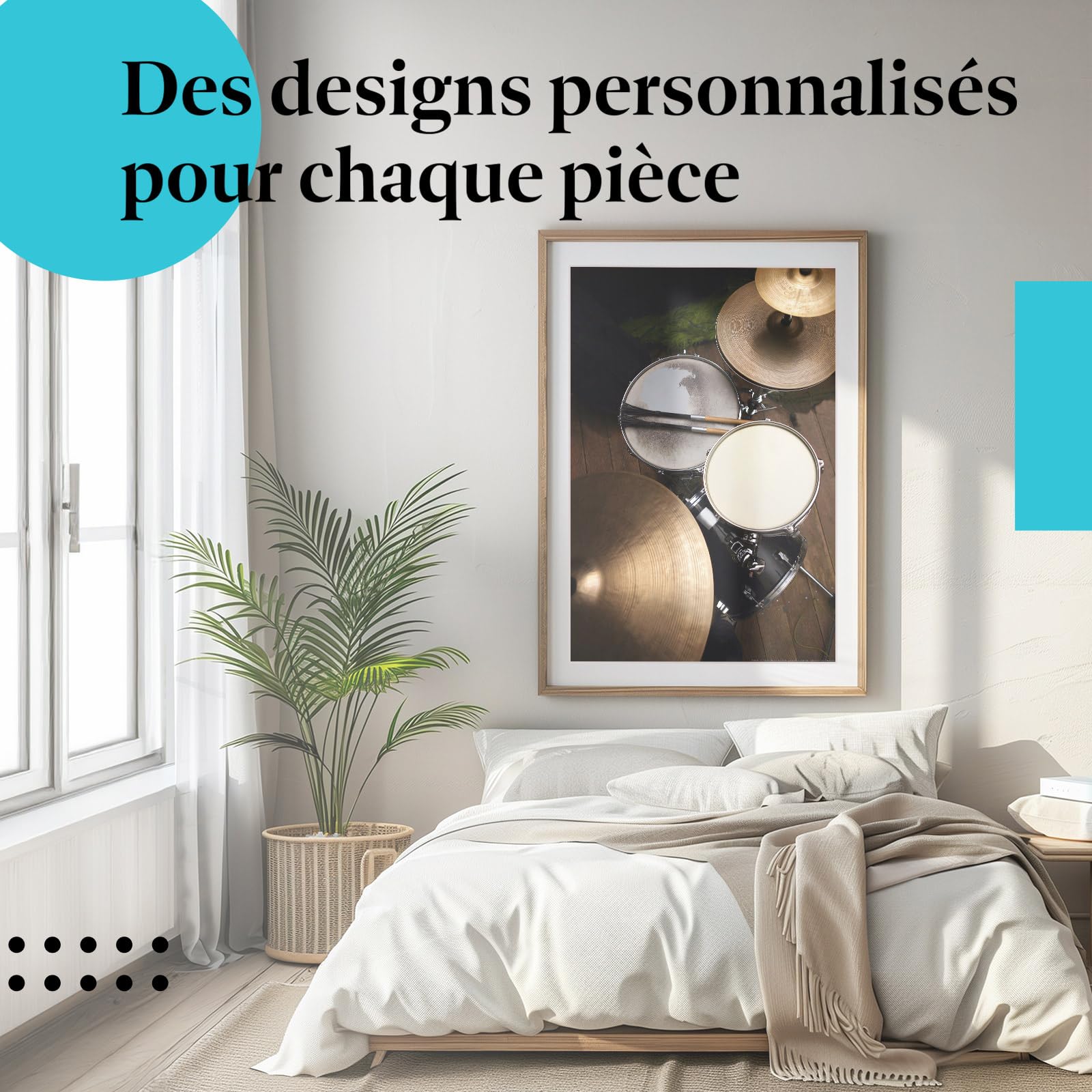 Postereck - 0127 - Batterie, musique rock, pop, drums, instrument. Art Mural Impression – Décoration musique, studio, concert, passion, Poster - toile - 100,0 cm x 75,0 cm