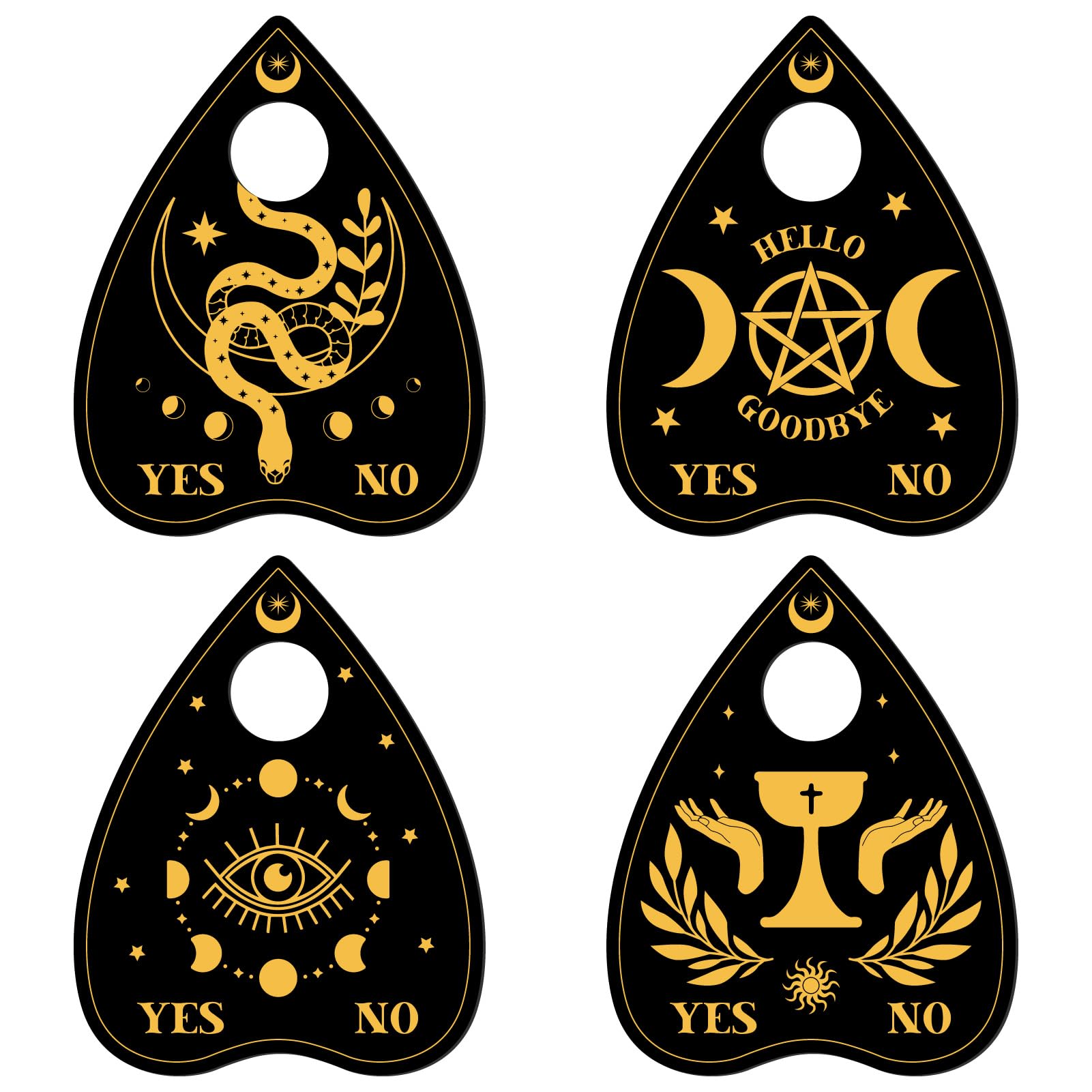 CREATCABIN 4Pcs Crystal Ball Stand Sun Moon Theme Sphere Holder Divination Sphere Wood Display Holder Moth Witch Stuff Wiccan Small Tray Altar Tarot Decor Supplies for Crystal Ball Stone 3.1x2.5In