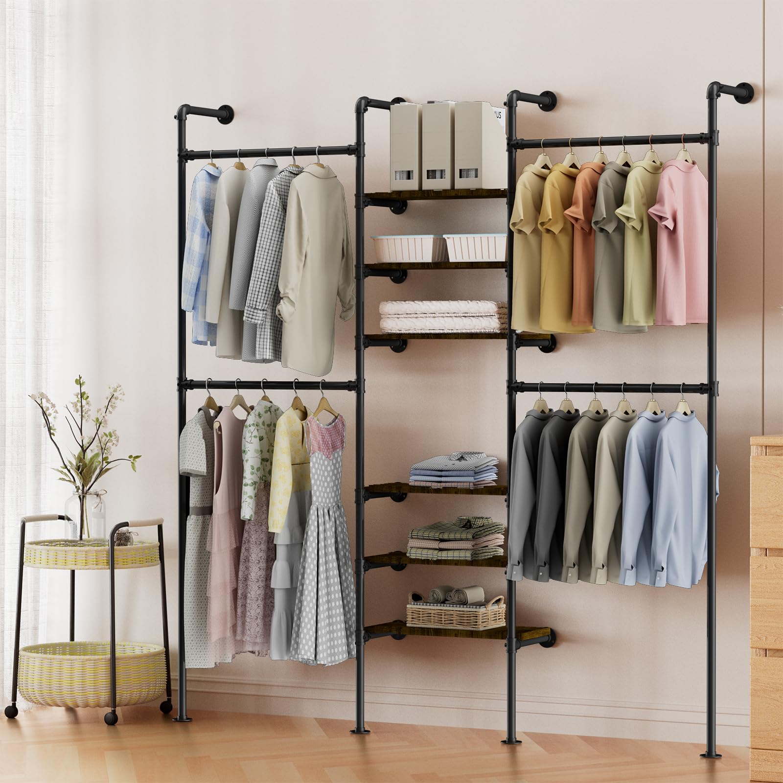 Snapklik.com : ROOMTEC Industrial Pipe Clothing Racks, Wall Mounted ...