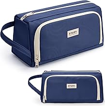 KALIDI Pencil Case 2 Compartments Extra Large Pencil Case School Aesthetic Pencil Case for Girls and Boys, Nylon Navy, Cosmetic bag