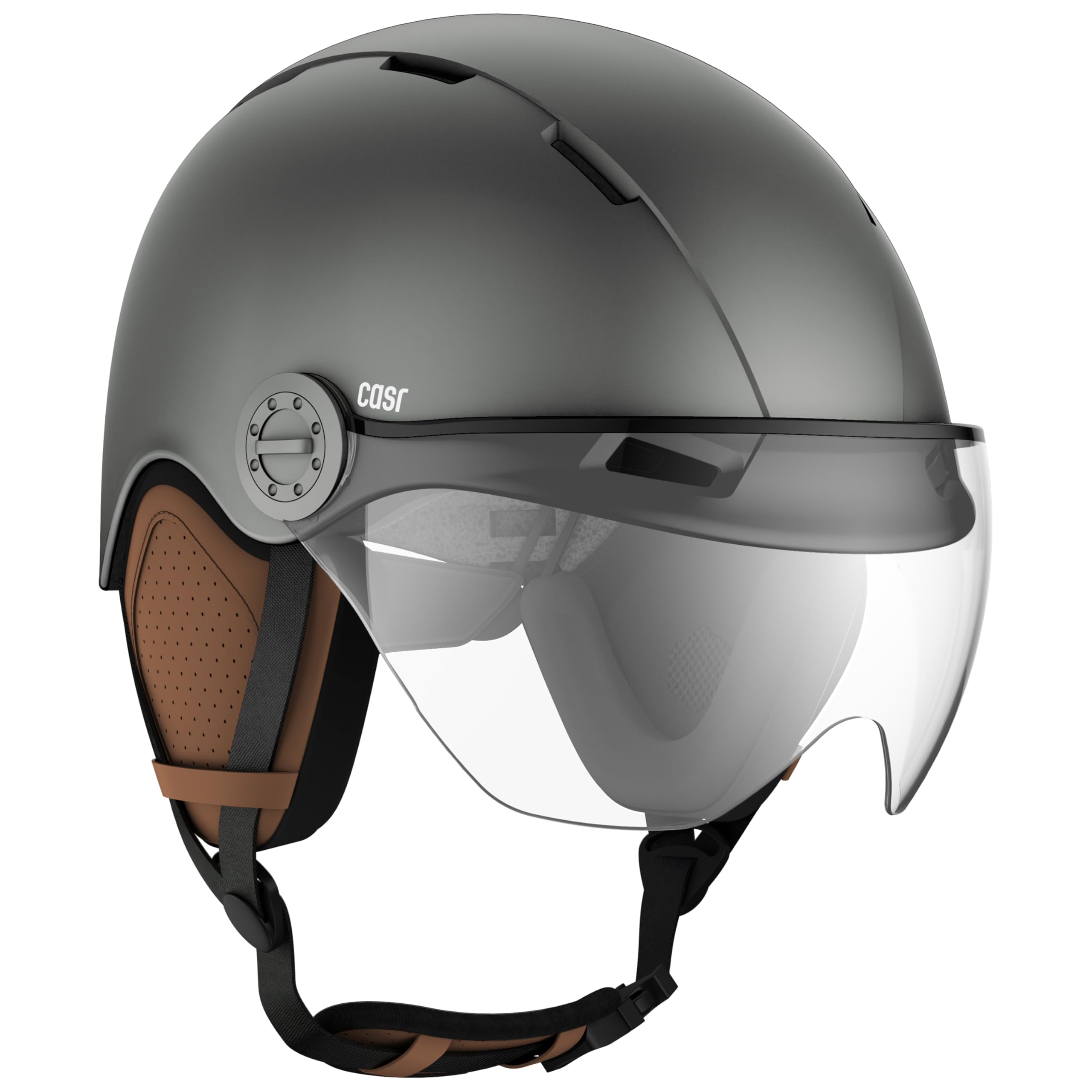 CASR Style - Casque Lifestyle Urbain pour Vélo & Trottinette Electrique - Visière Transparente & Cache-Oreille Amovibles - Confort Optimal pour Homme & Femme